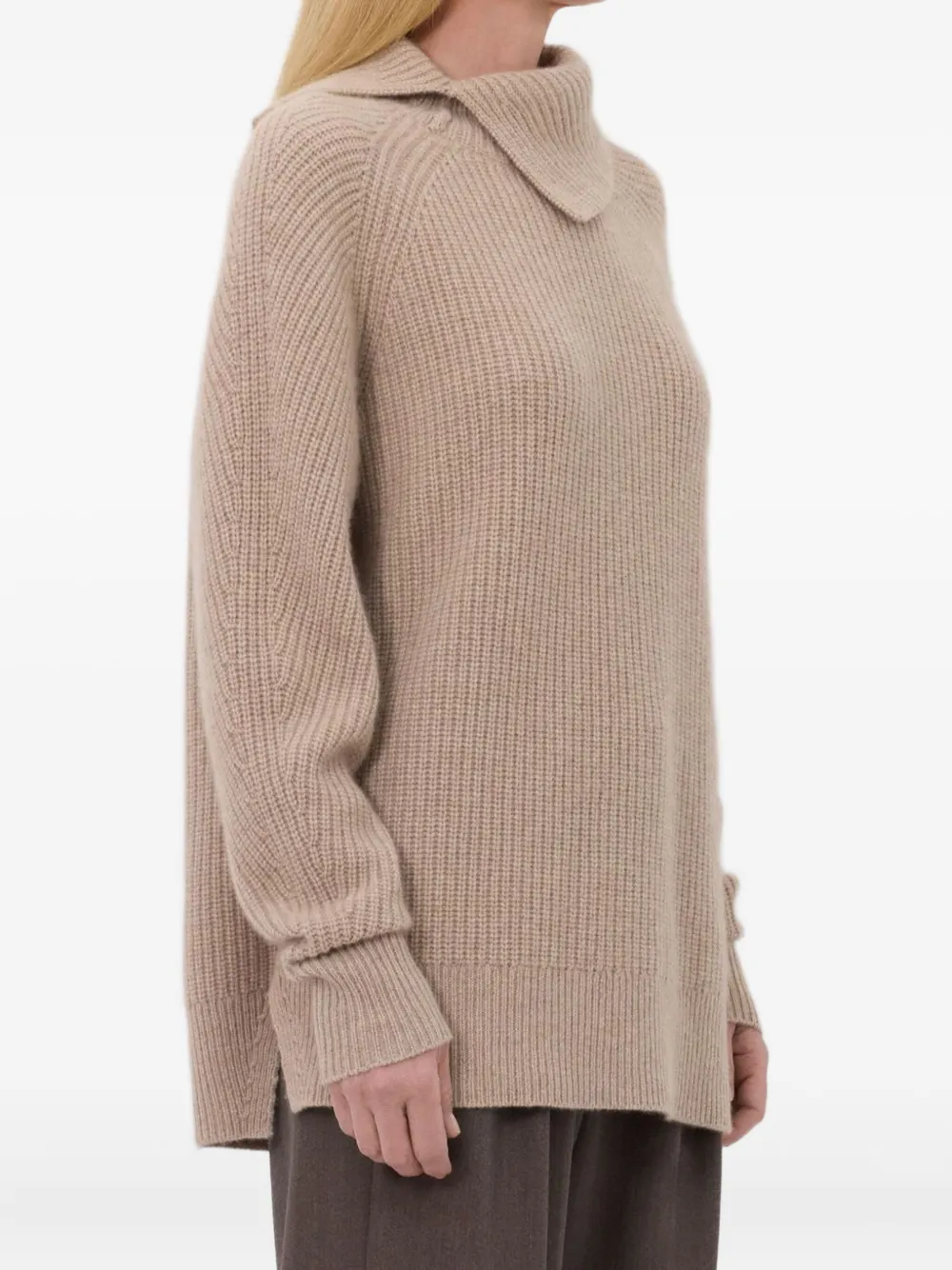 Loulou De Saison Cecil Ribbed-stand Collar Sweater In Neutral