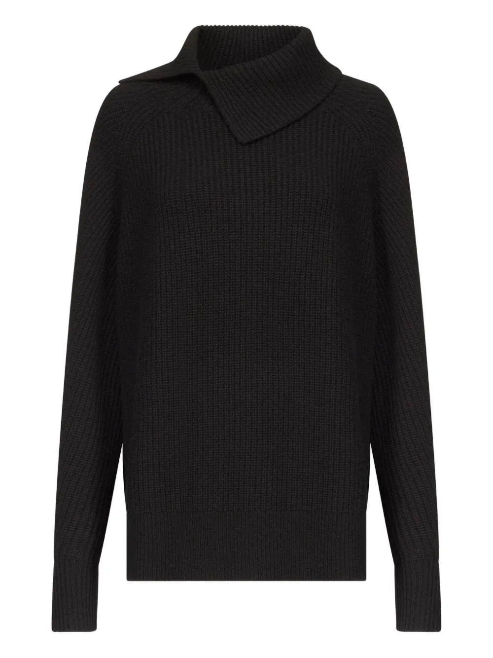 Loulou De Saison Cecil Ribbed Stand-collar Sweater In Black