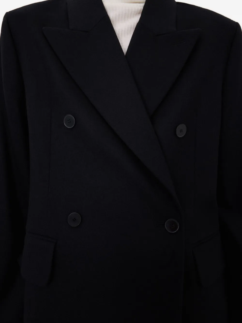 Loulou De Saison Gina Peak-lapel Double-breasted Blazer In Black