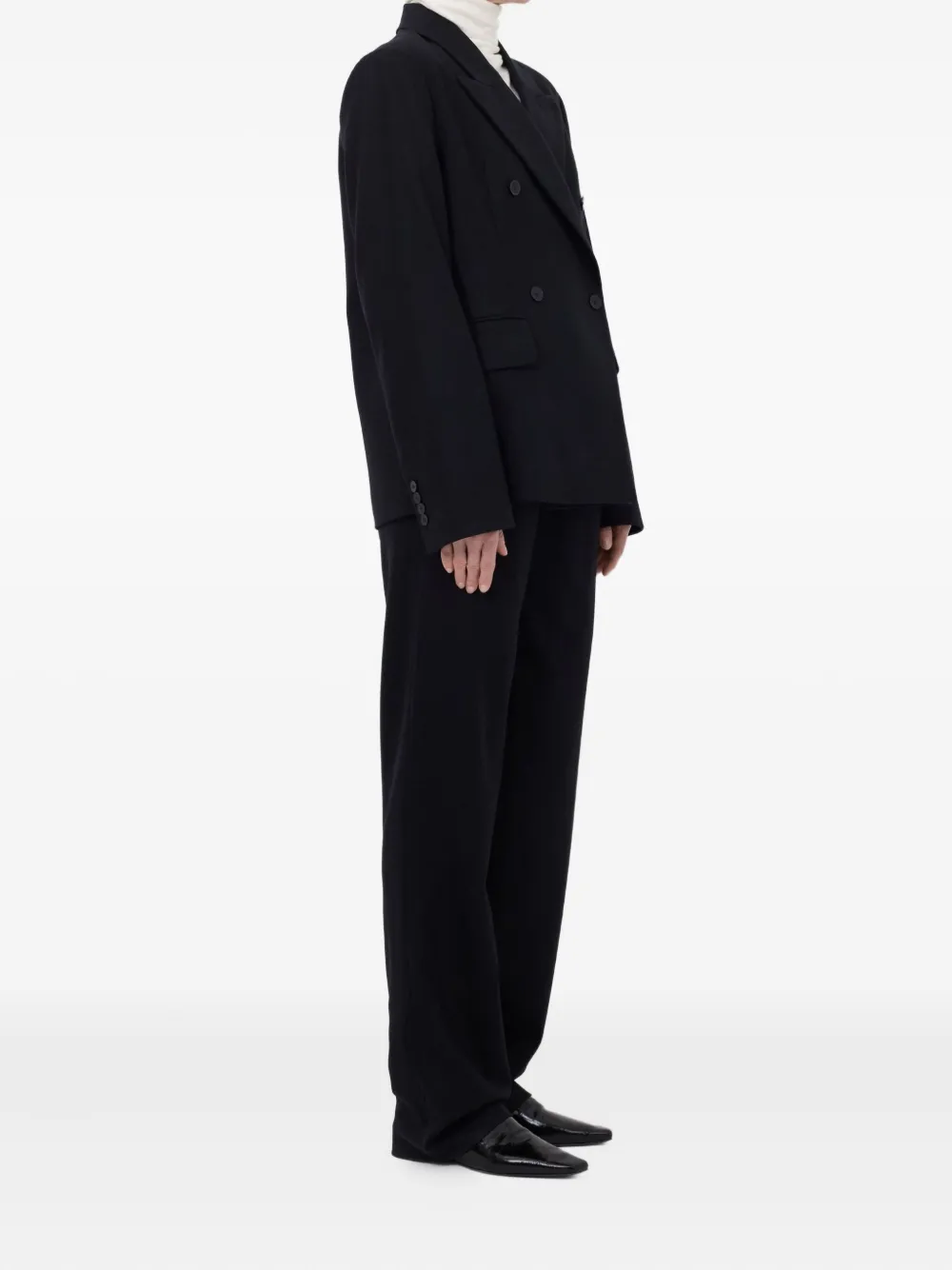 Loulou De Saison Gina Peak-lapel Double-breasted Blazer In Black