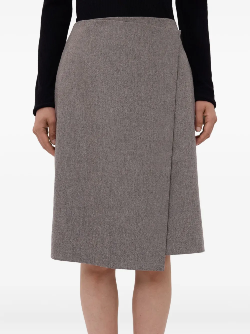 Loulou De Saison Jil Asymmetrical Midi Skirt In Brown