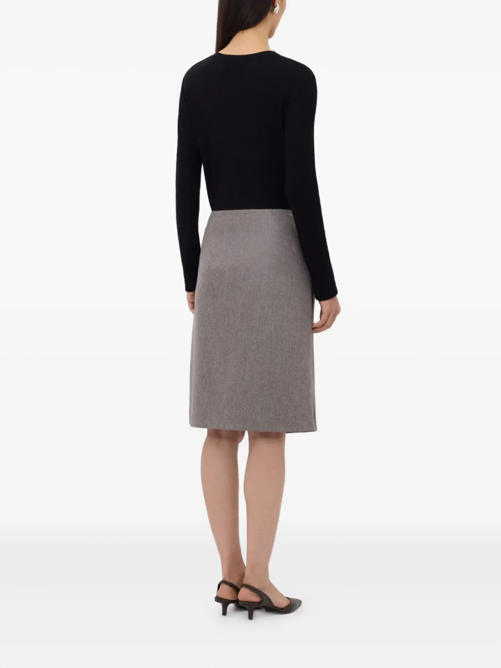 Loulou De Saison Jil Asymmetrical Midi Skirt In Brown