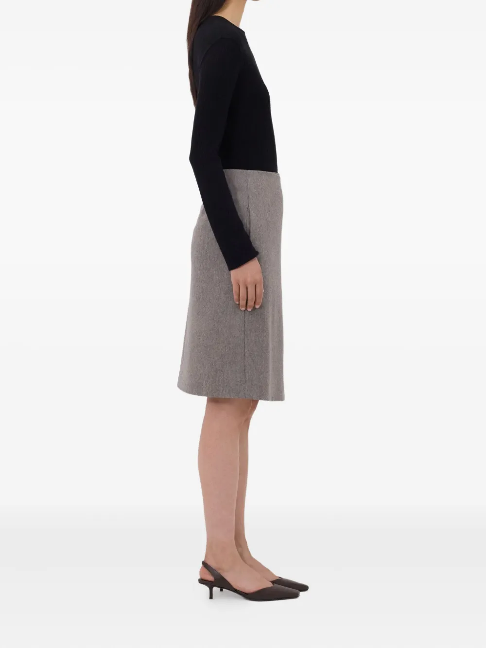 Loulou De Saison Jil Asymmetrical Midi Skirt In Brown
