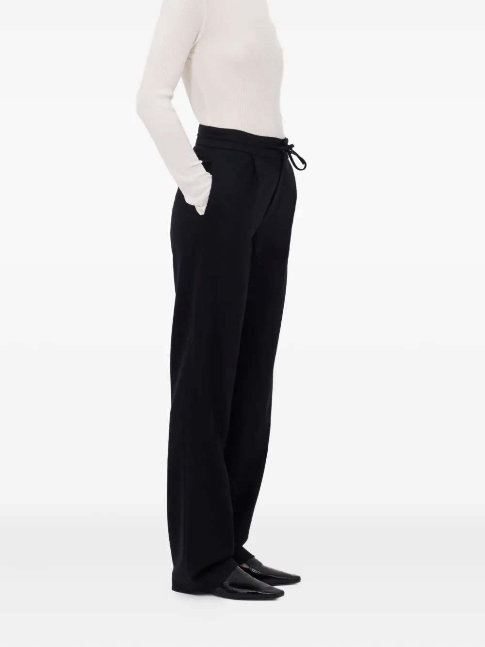 Loulou De Saison Harlem Pleated Drawstring Trousers In Black