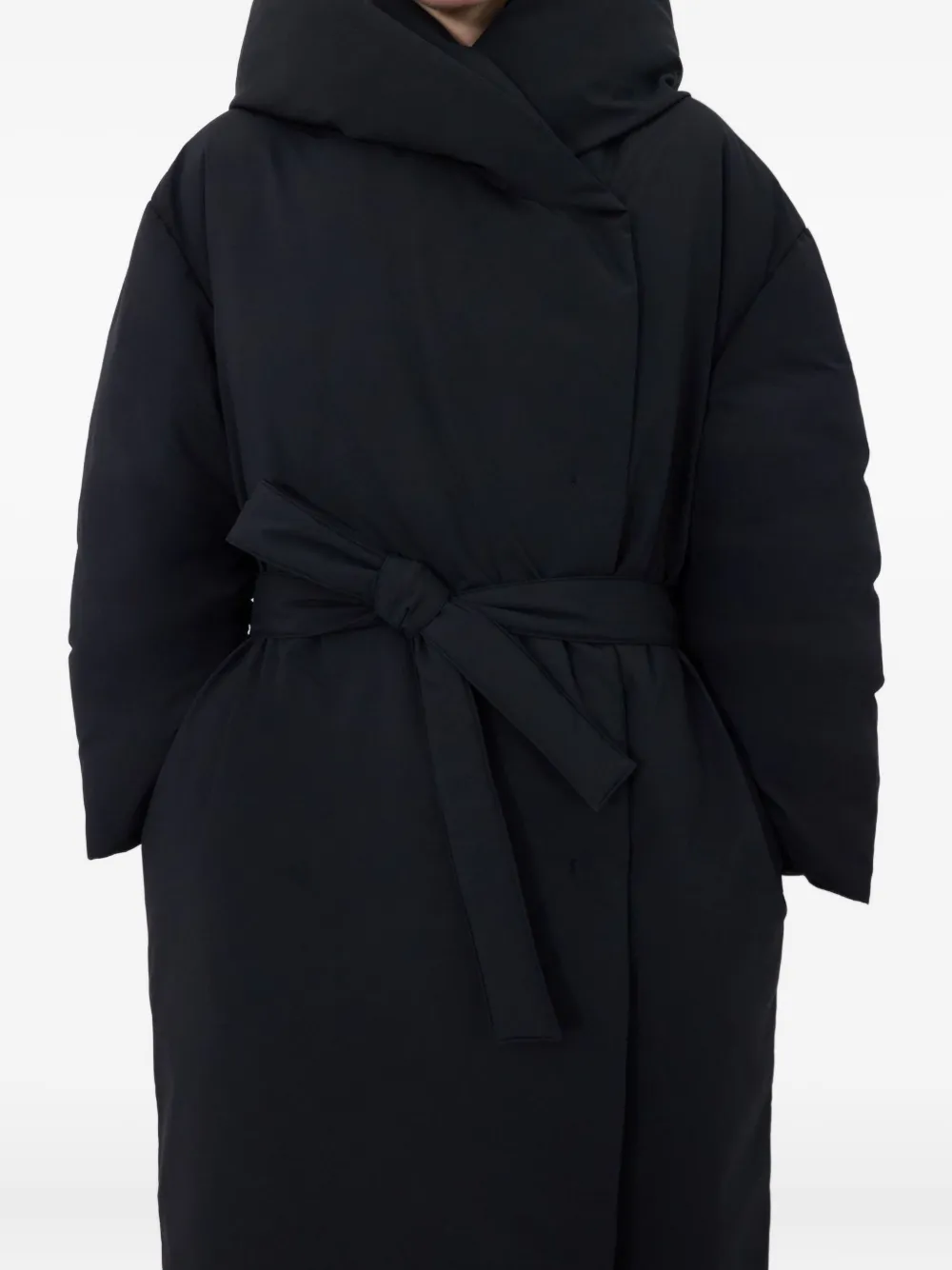 Loulou De Saison Doris Lds Hooded Quilted Coat In Black