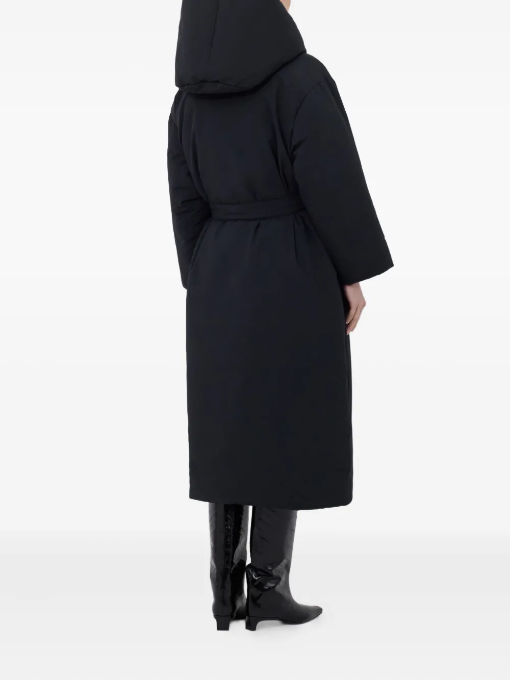 Loulou De Saison Doris Lds Hooded Quilted Coat In Black