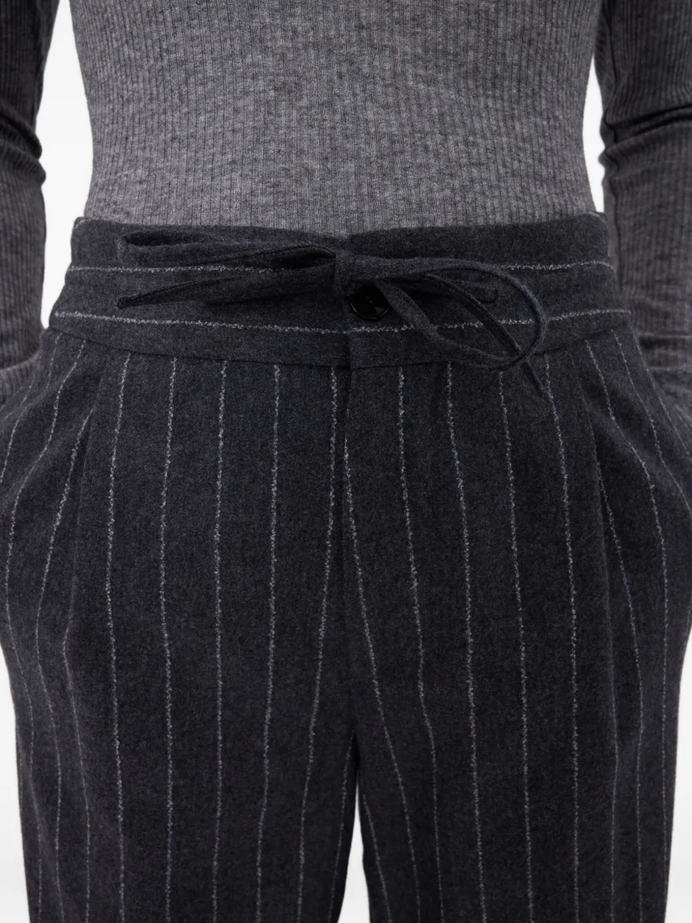 LouLou de Saison Lizzie plooibroek met krijtstreep Zwart