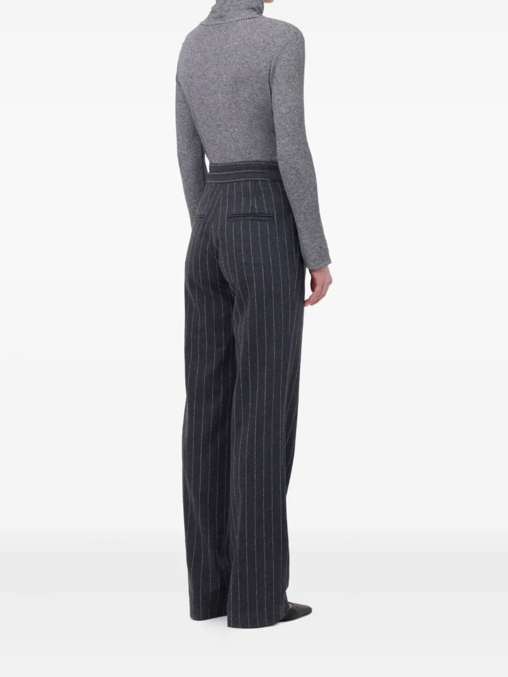 LouLou de Saison Lizzie plooibroek met krijtstreep Zwart