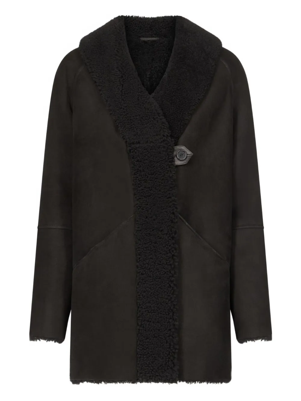 LouLou de Saison Isak hooded shearling coat | Black | Image 1