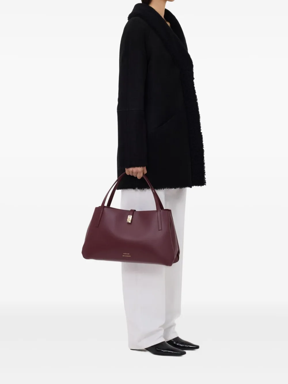 LouLou de Saison Isak lammy jas met capuchon Zwart