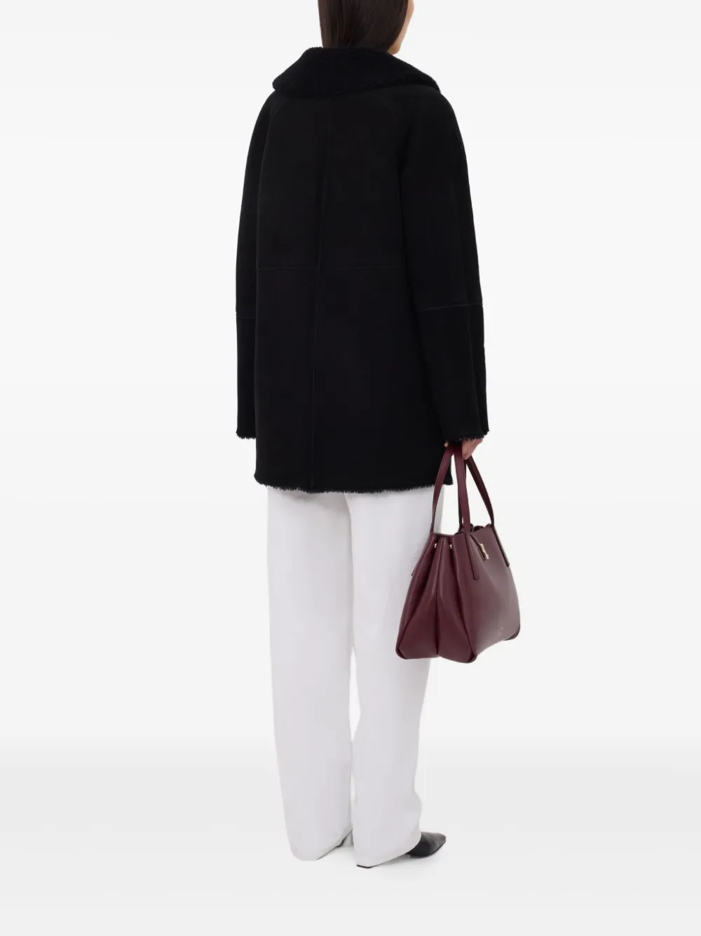 LouLou de Saison Isak lammy jas met capuchon Zwart