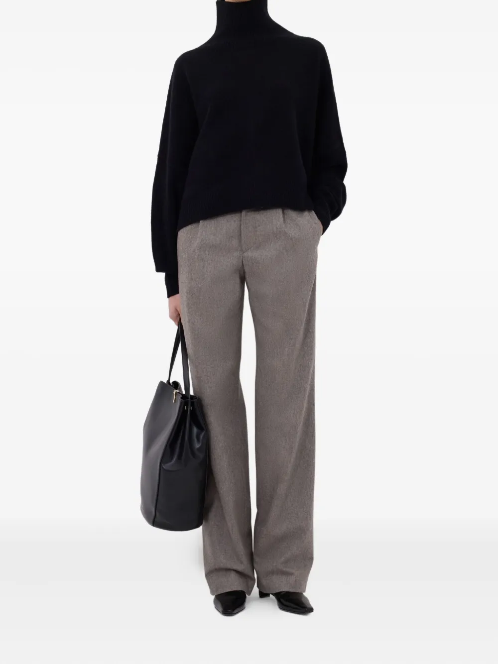 Loulou De Saison Luke Ribbed-collar Wool Sweater In Black