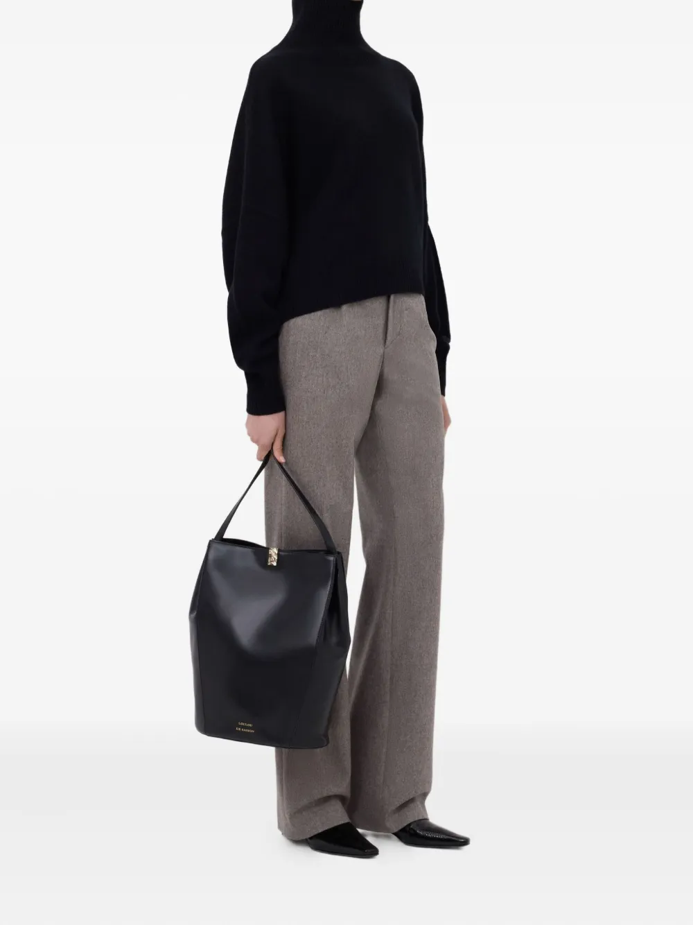 Loulou De Saison Luke Ribbed-collar Wool Sweater In Black