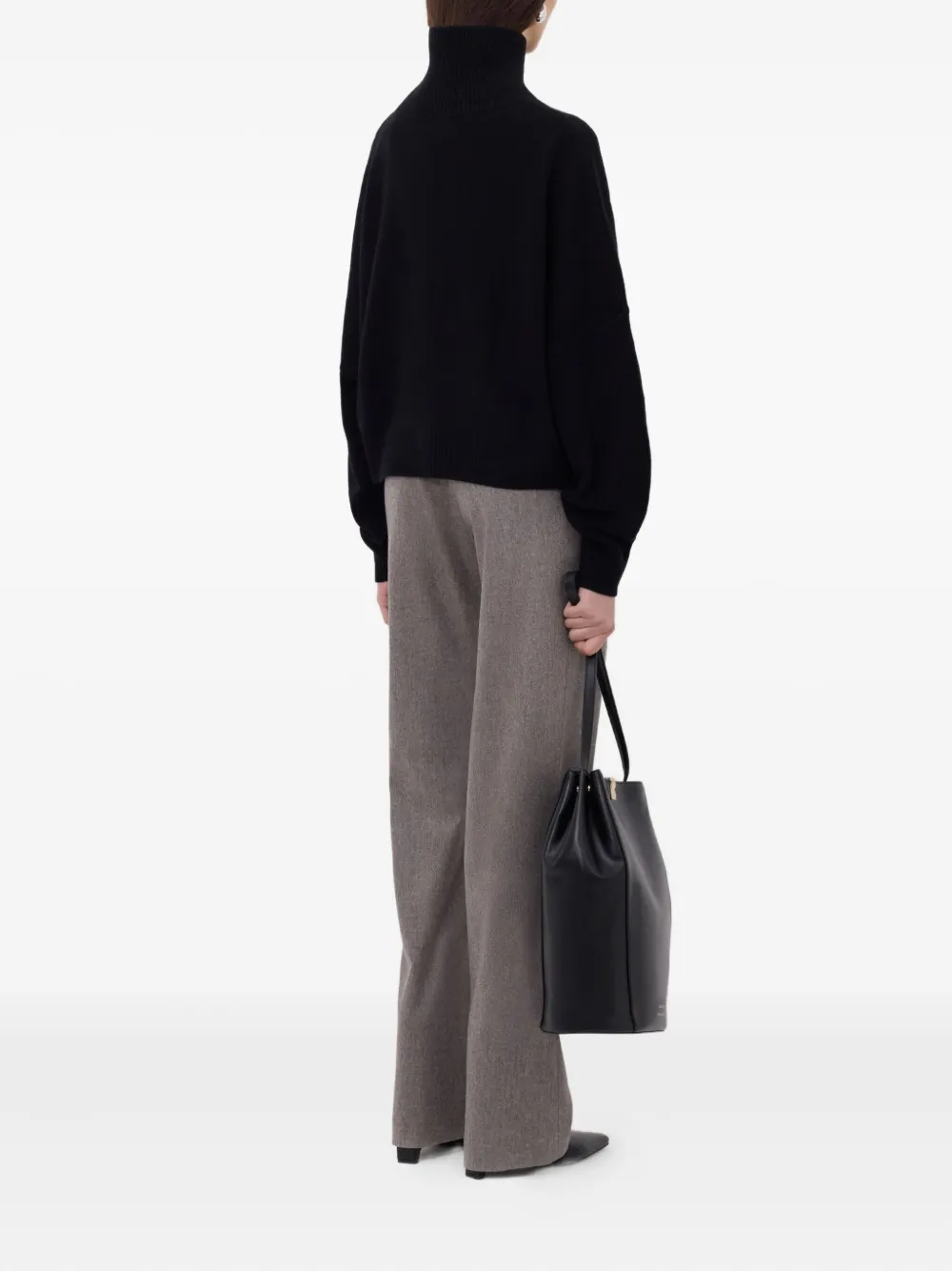 Loulou De Saison Luke Ribbed-collar Wool Sweater In Black