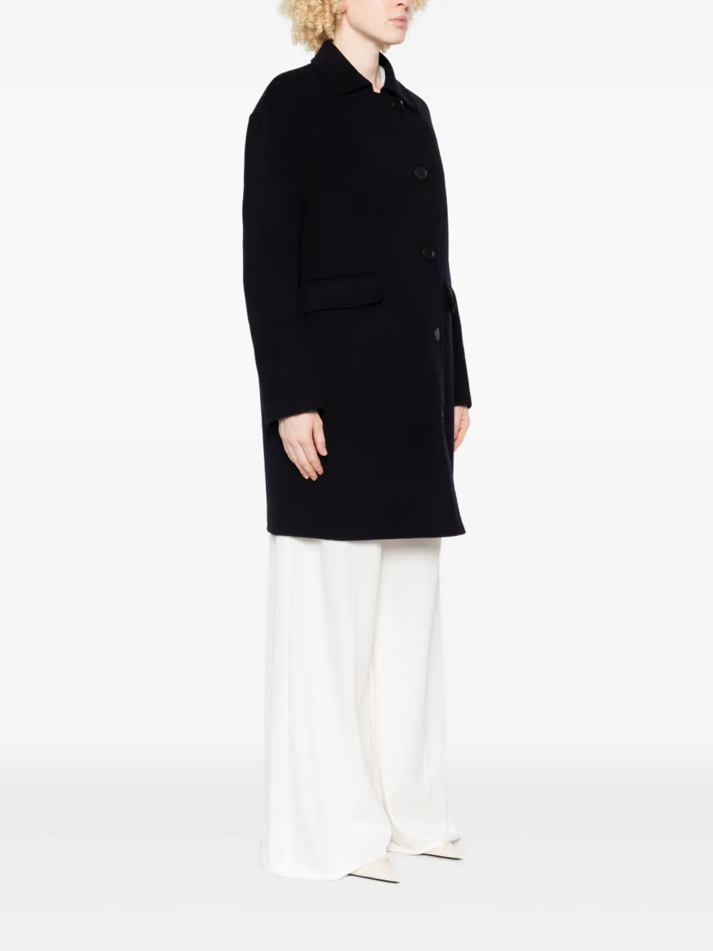 Liviana Conti Flap-pocket Buttoned Coat In Black