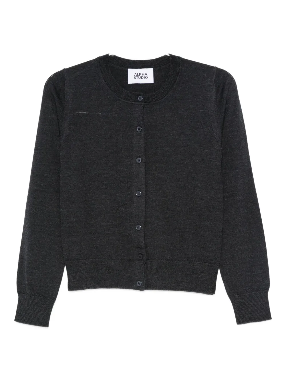 Alpha Studio Buttoned Crew-neck Cardigan In Gray