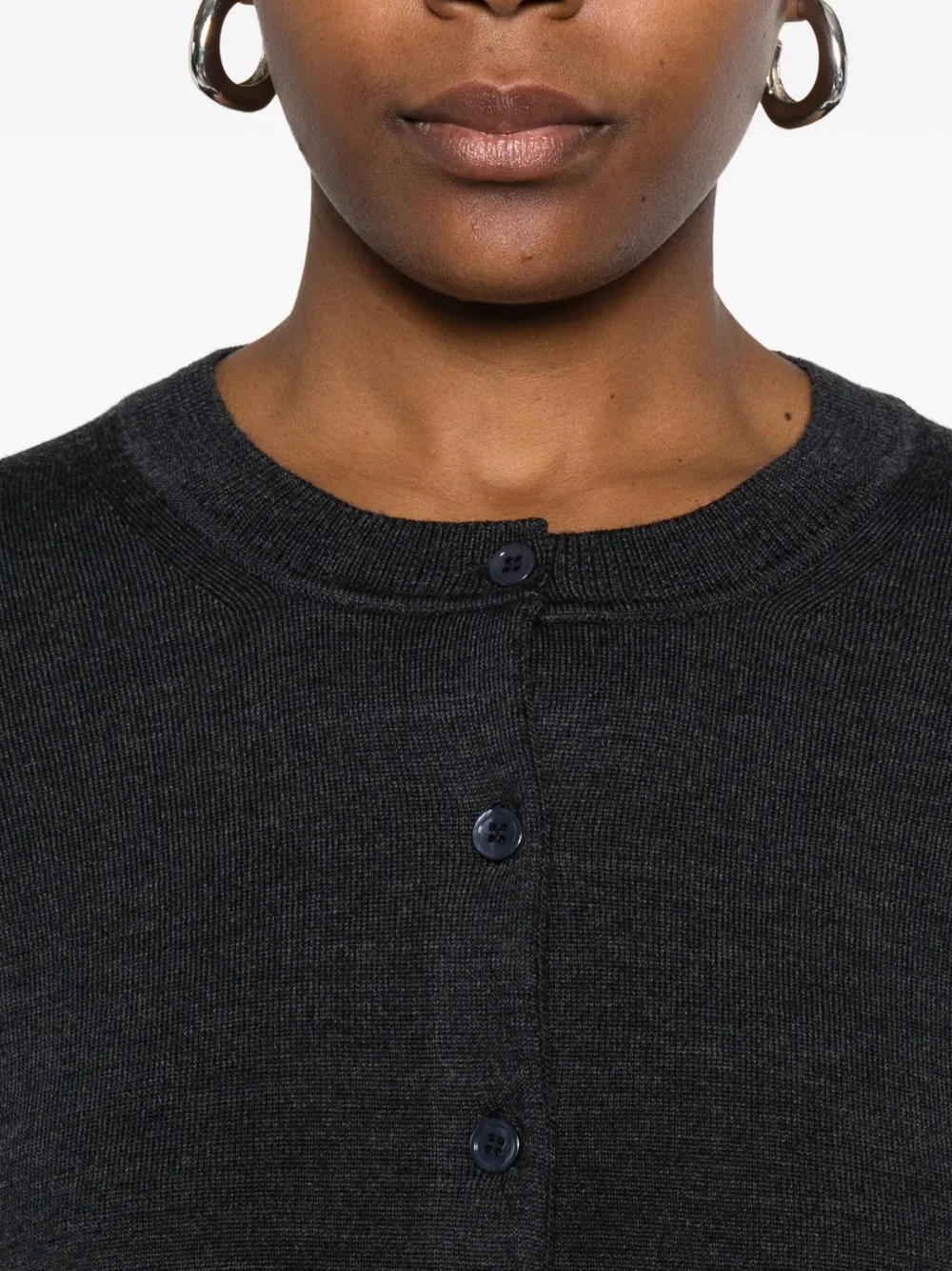 Alpha Studio Buttoned Crew-neck Cardigan In Gray