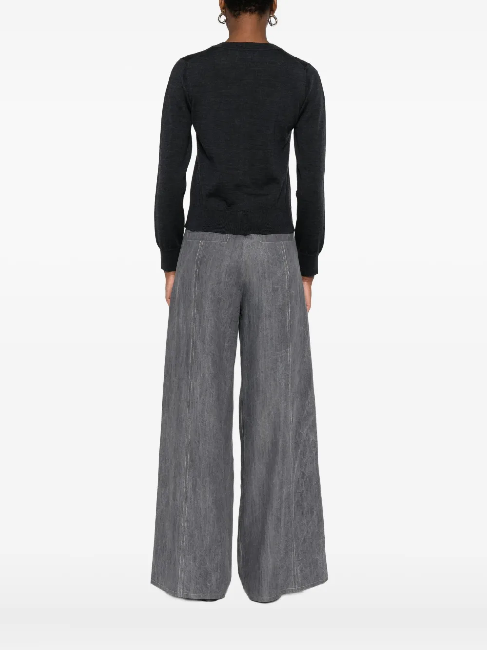 Alpha Studio Buttoned Crew-neck Cardigan In Gray