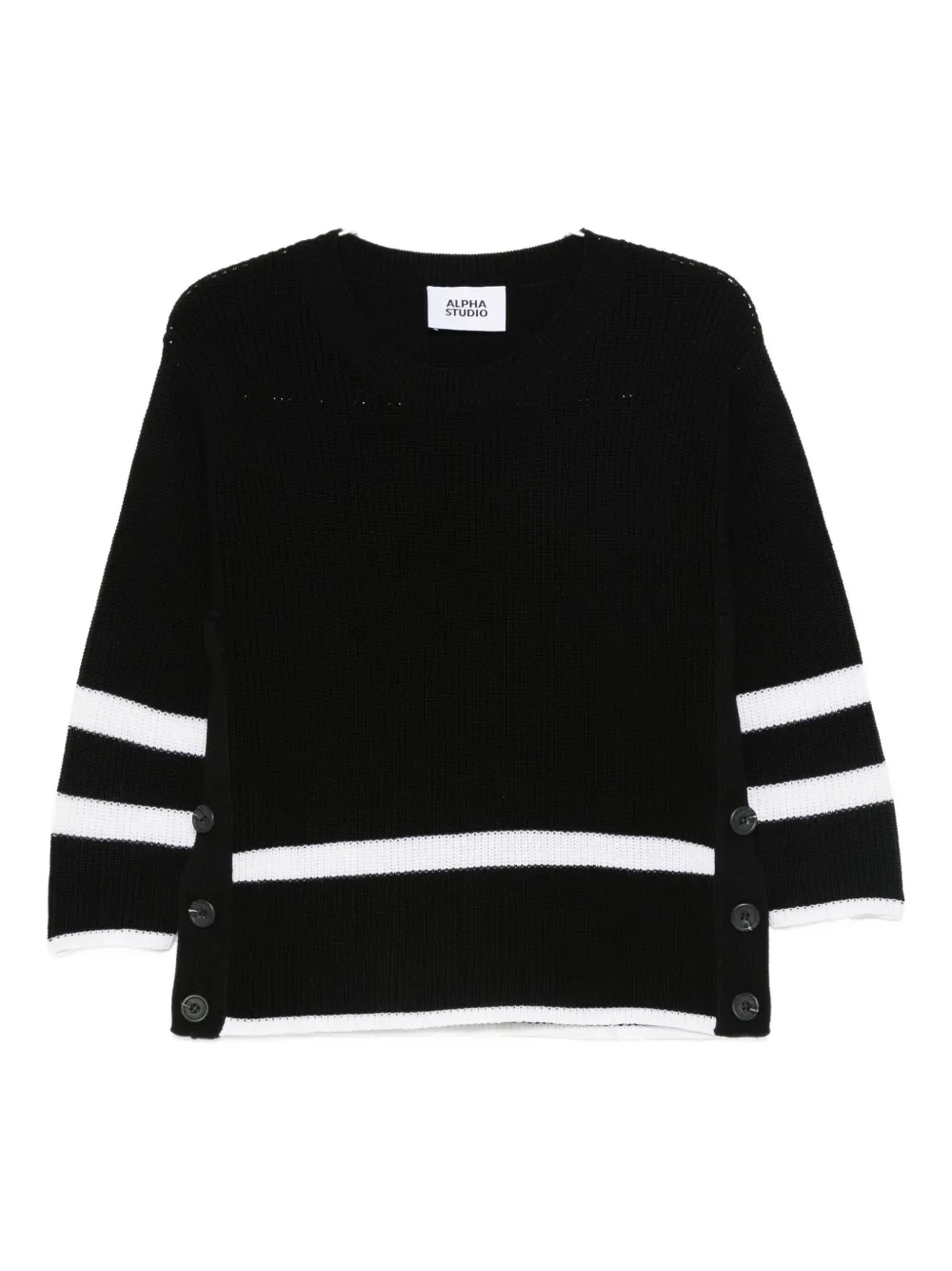 Alpha Studio Gestreifter Pullover In Black