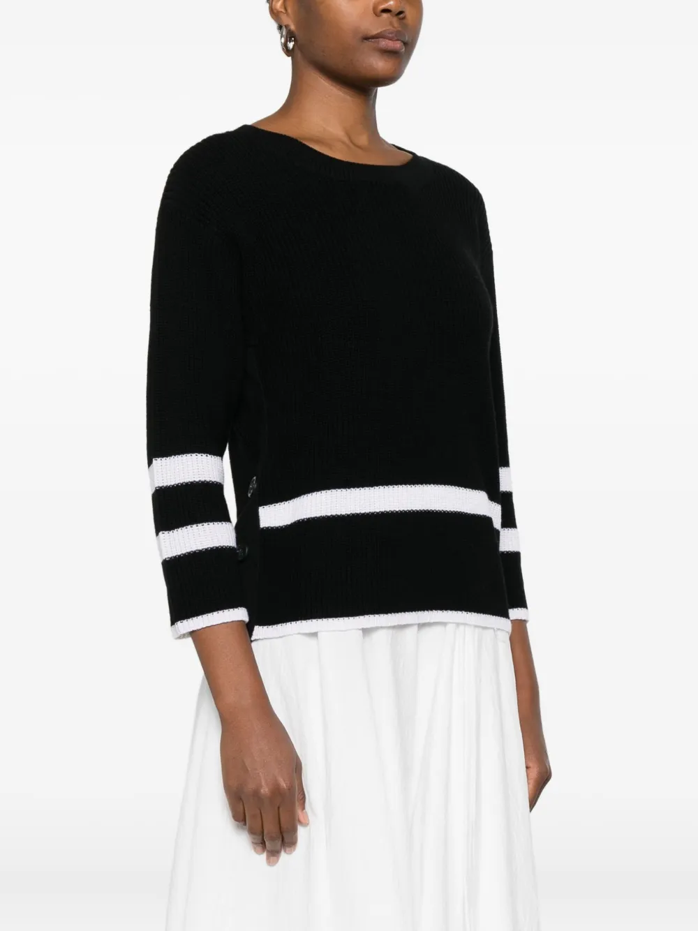 Alpha Studio Gestreifter Pullover In Black