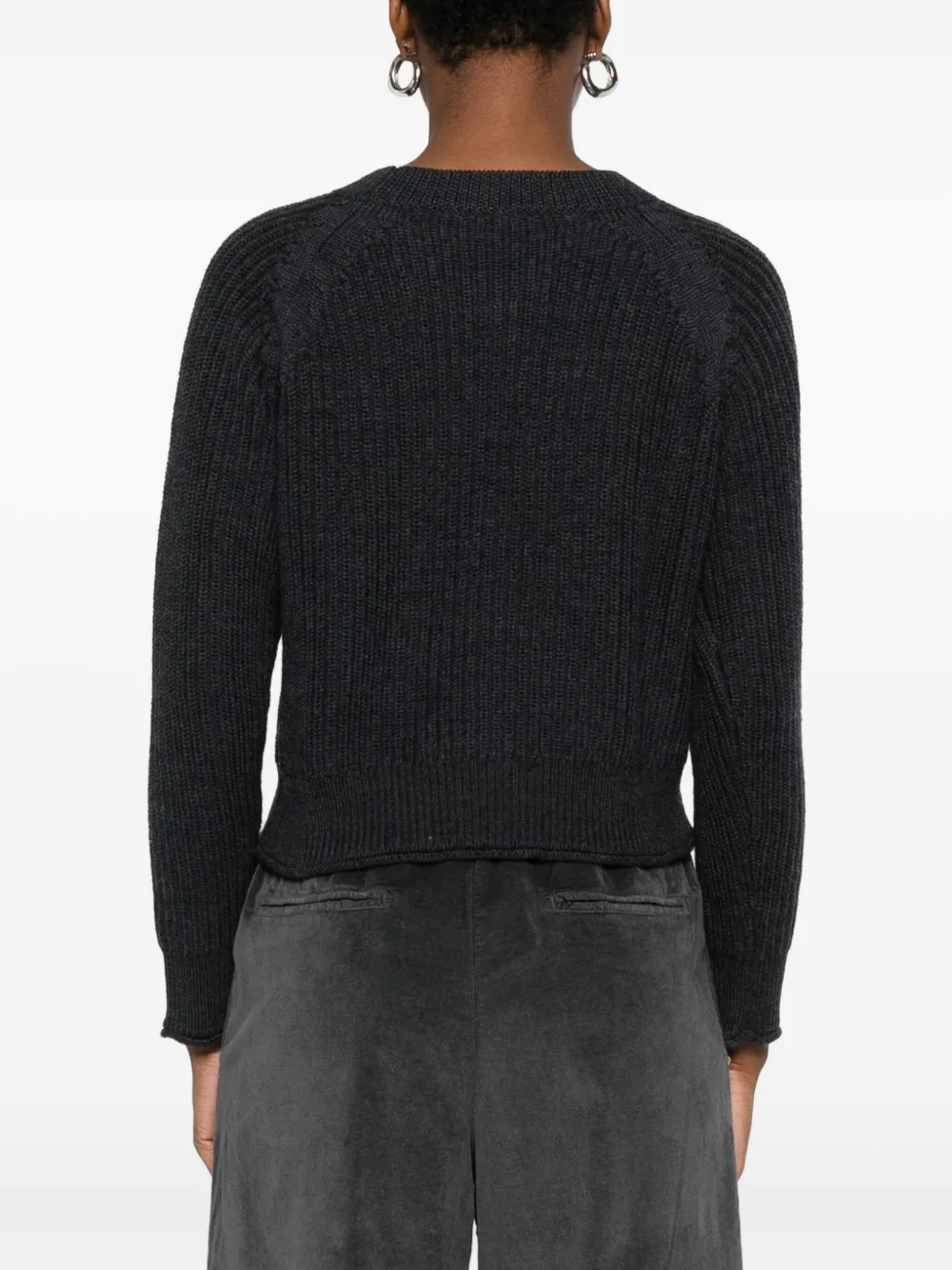 Alpha Studio Ribbed Sweater In Gray