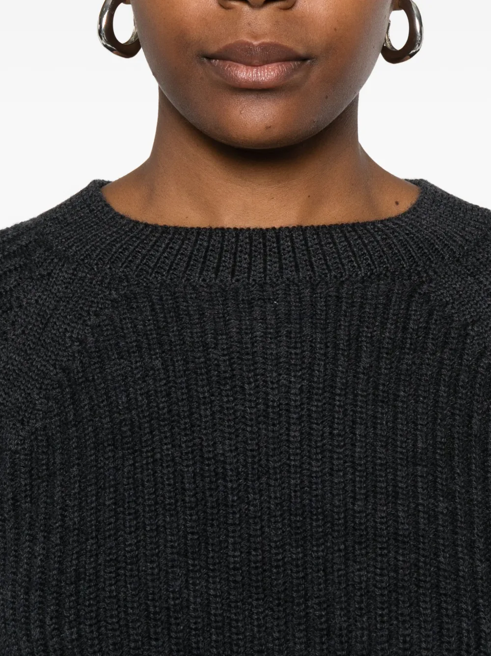 Alpha Studio Ribbed Sweater In Gray
