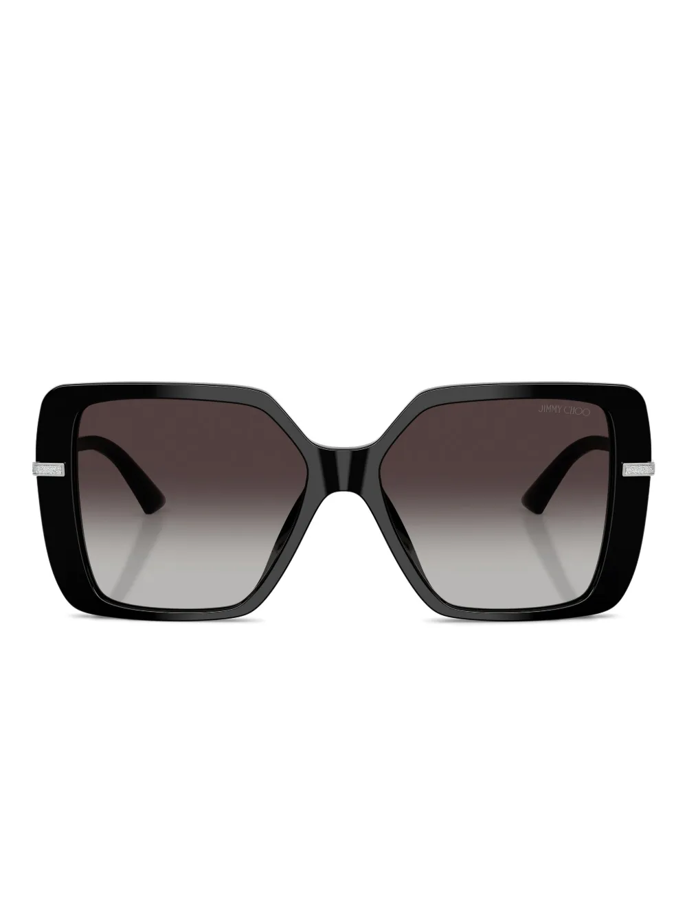 Jimmy Choo Embellished Geometric-frame Sunglasses In Black