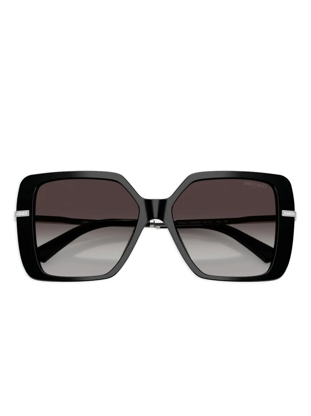 Jimmy Choo Embellished Geometric-frame Sunglasses In Black
