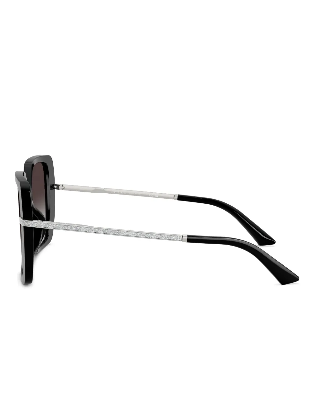 Jimmy Choo Embellished Geometric-frame Sunglasses In Black