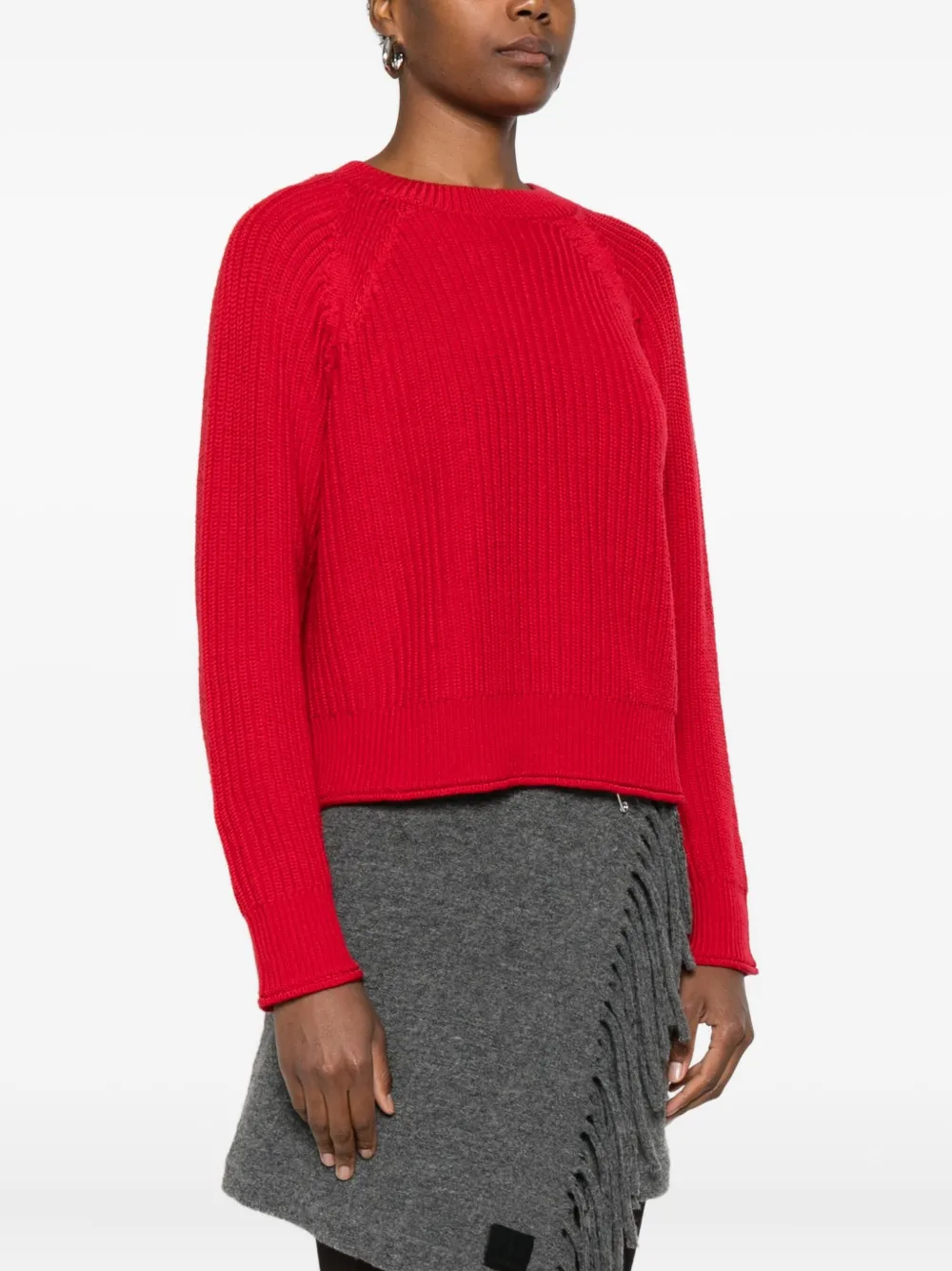 Alpha Studio Gerippter Merino-pullover In Multi