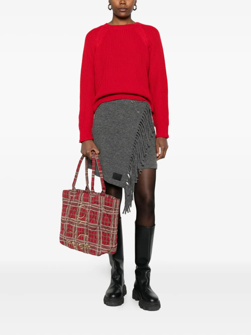 Alpha Studio Gerippter Merino-pullover In Multi