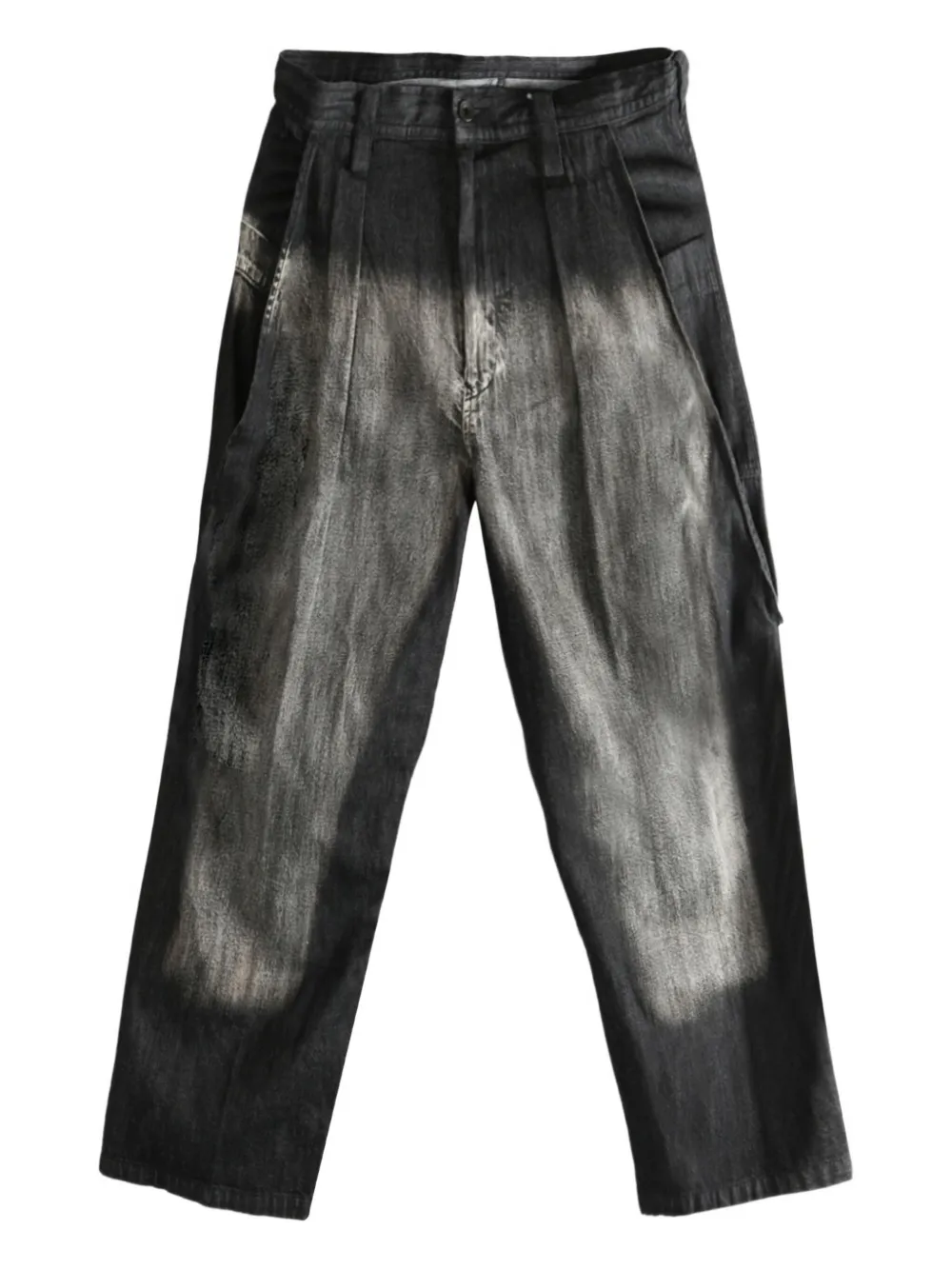 Y's Faded-effect Trousers In Gray