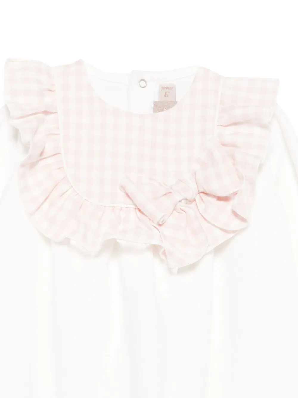 La Stupenderia Pyjama met gingham ruit en ruches Wit
