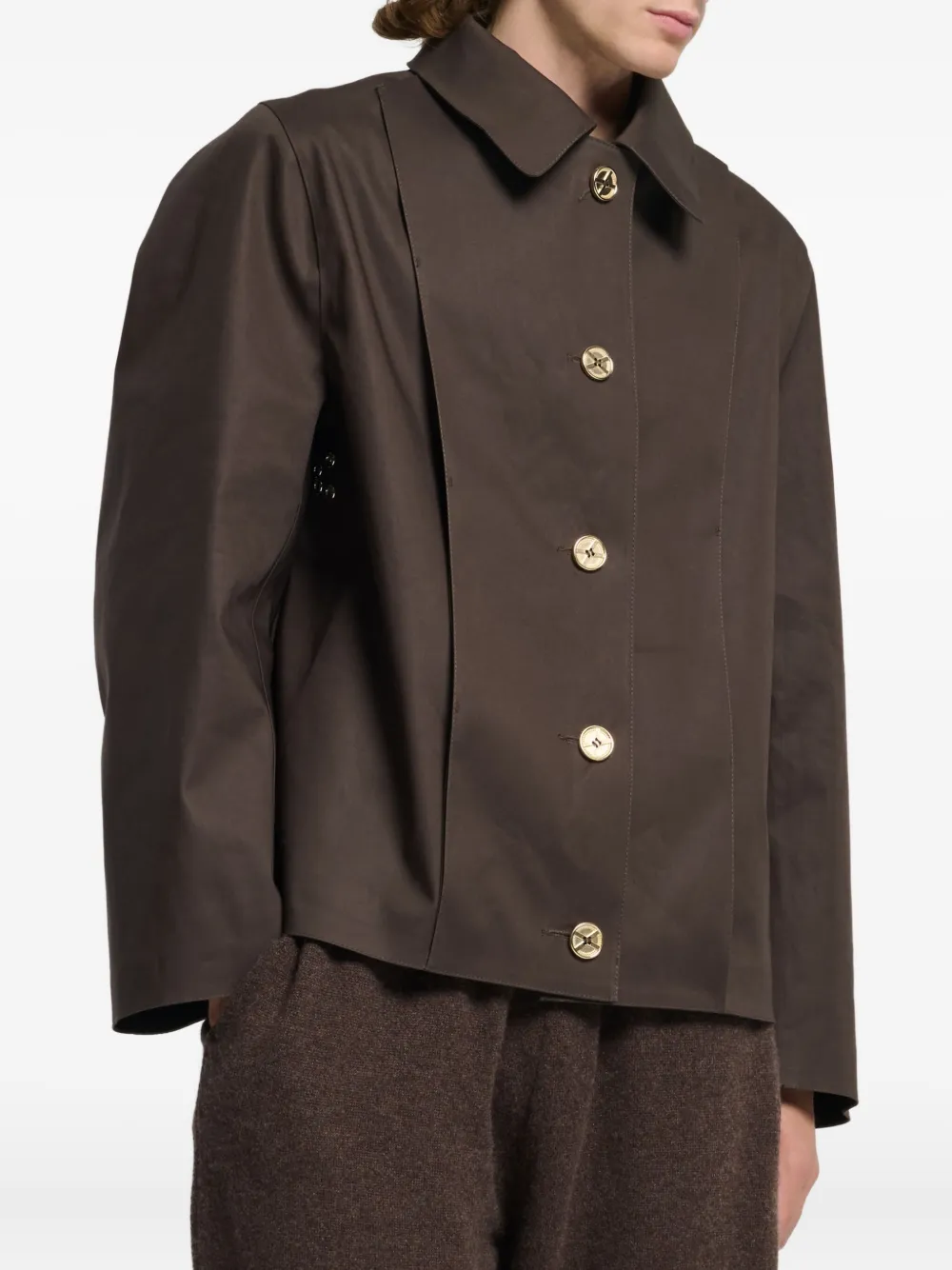 Barrie Button-fastening Collared Raincoat In Brown