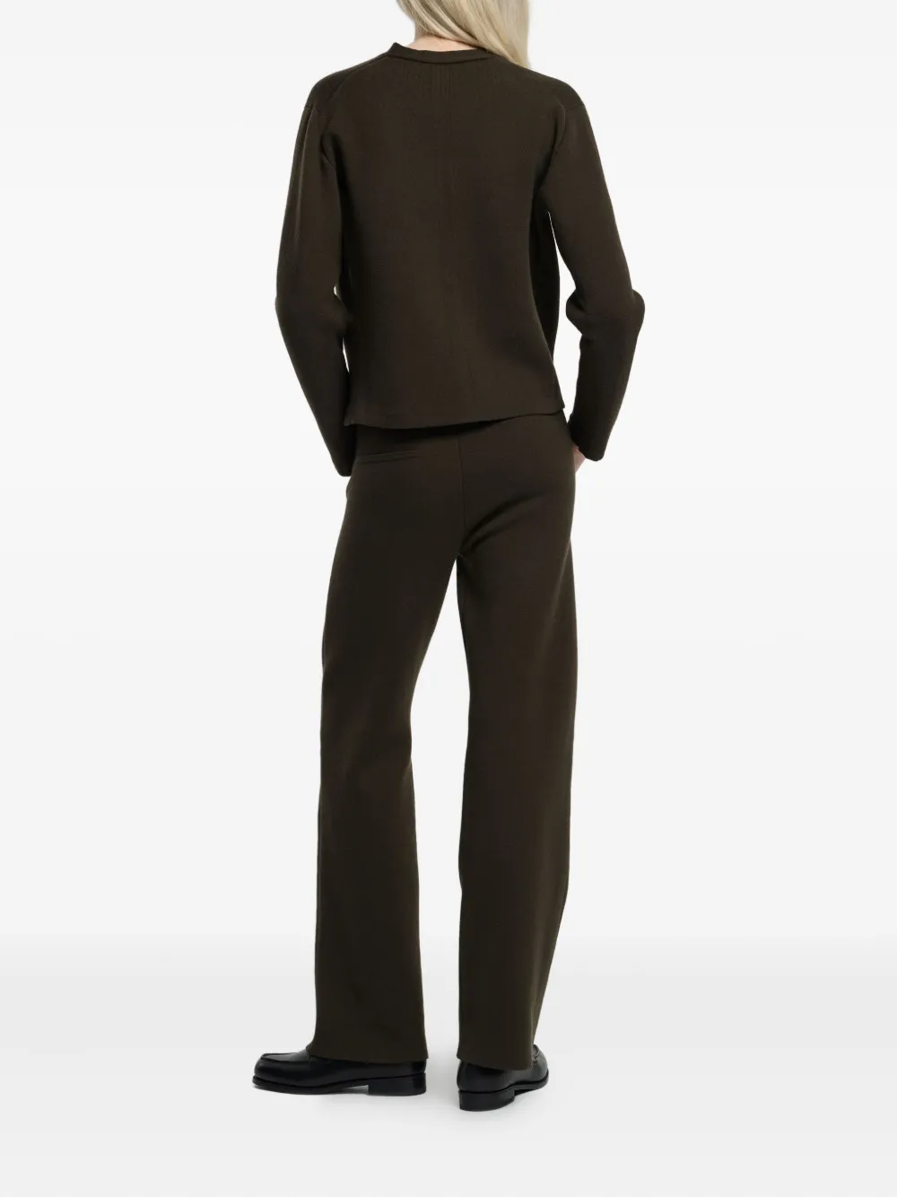 Barrie Vest met V-hals en goudkleurige knoop Bruin