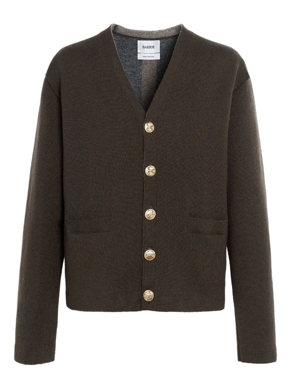 Barrie V-neck gold-button cardigan | Brown | Image 1