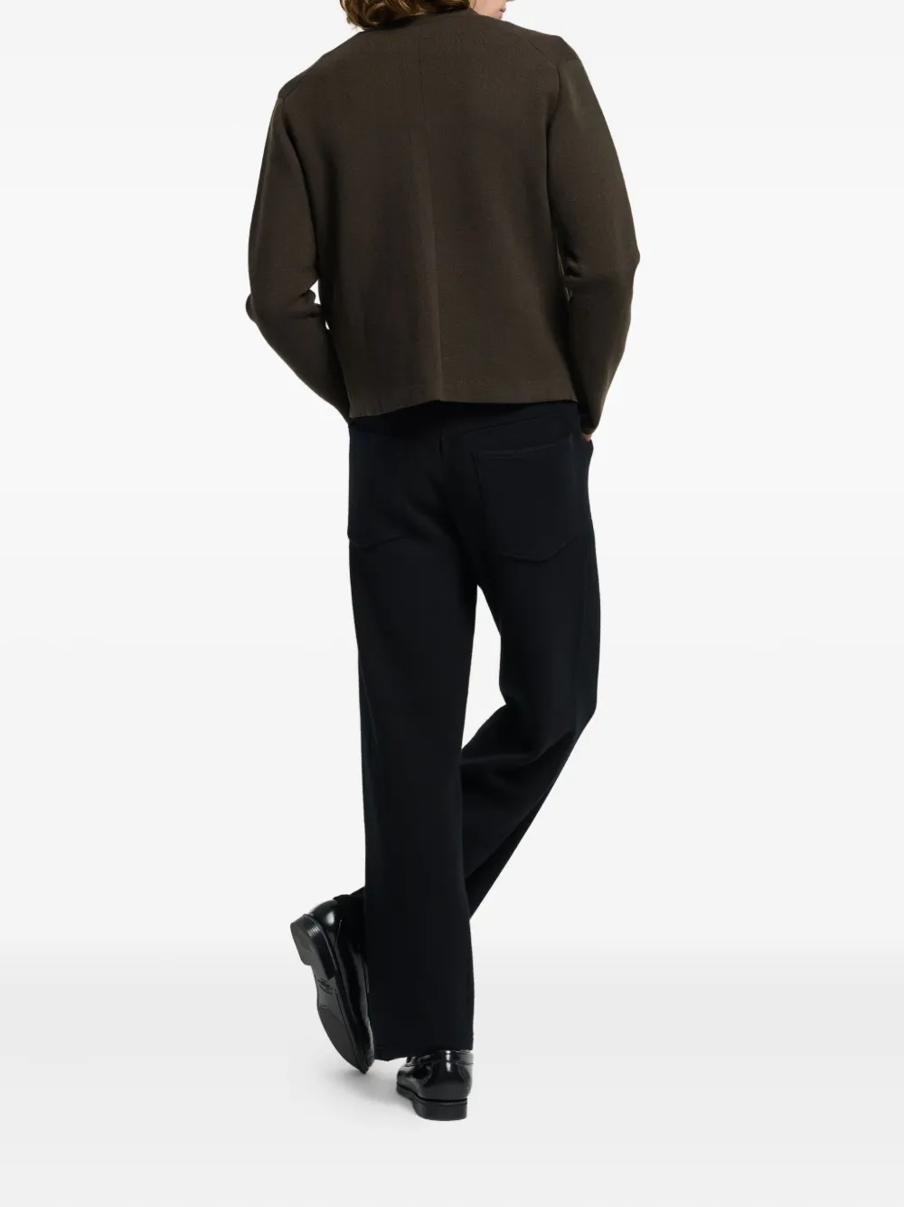 Barrie Vest met V-hals en goudkleurige knoop Bruin