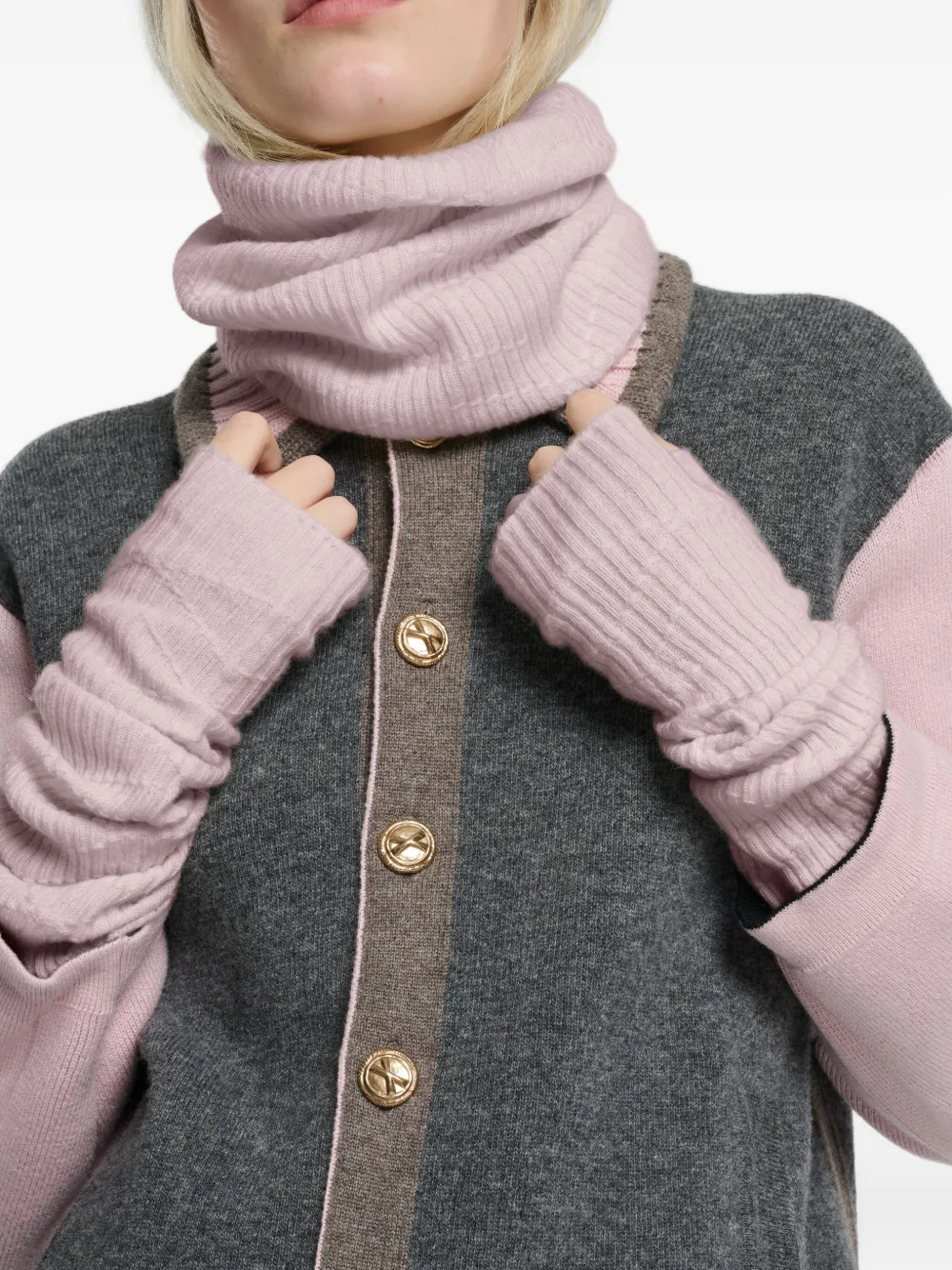 Barrie Kasjmier geribbelde col - Roze