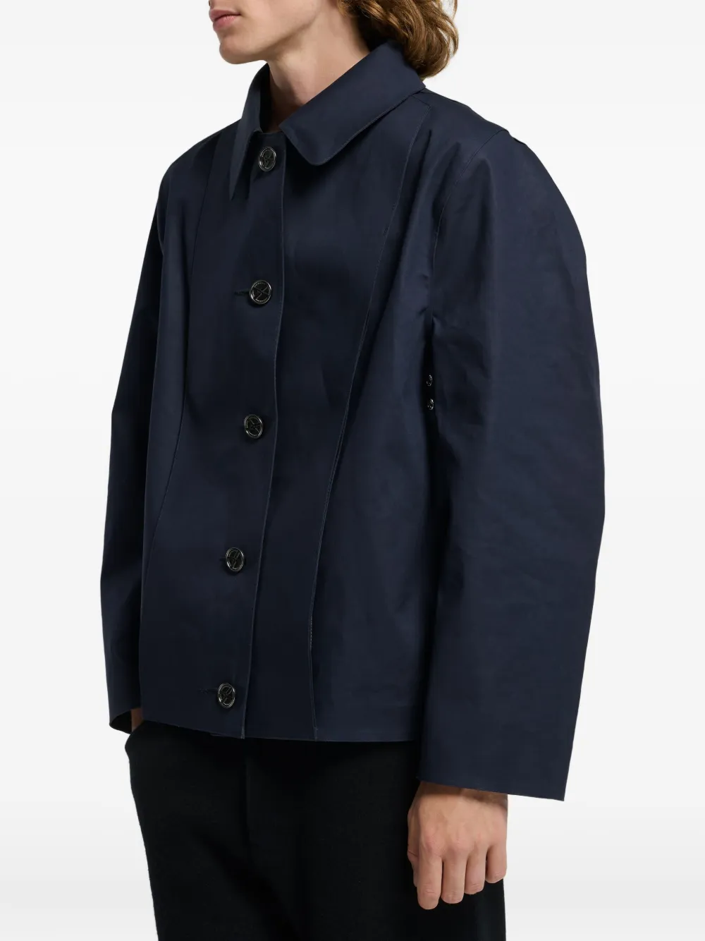 Barrie Katoenen regenjas met knoopsluiting Blauw