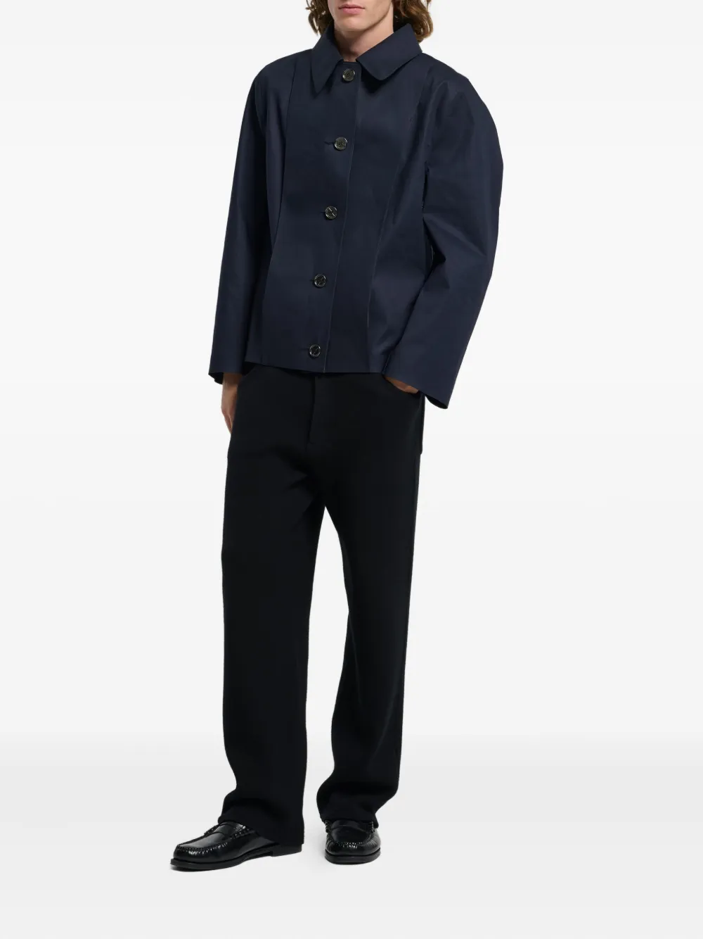 Barrie Katoenen regenjas met knoopsluiting Blauw