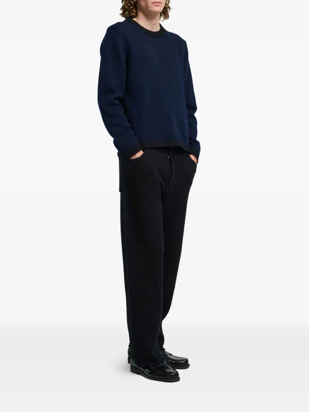 Barrie Round-neck Cashmere Sweater In Blue