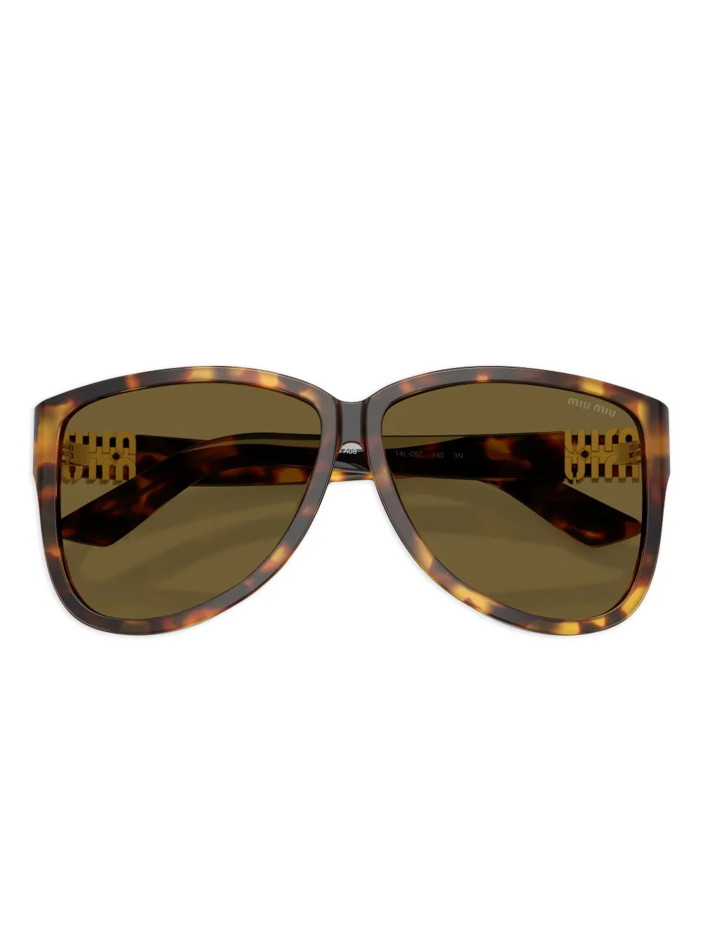 Miu Miu Tortoiseshell Logo-plaque Sunglasses In Brown