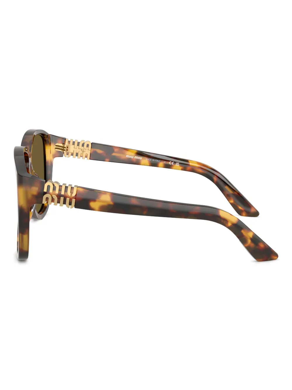 Miu Miu Tortoiseshell Logo-plaque Sunglasses In Brown