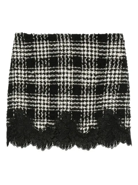 TWINSET check-print lace-lace mini skirt