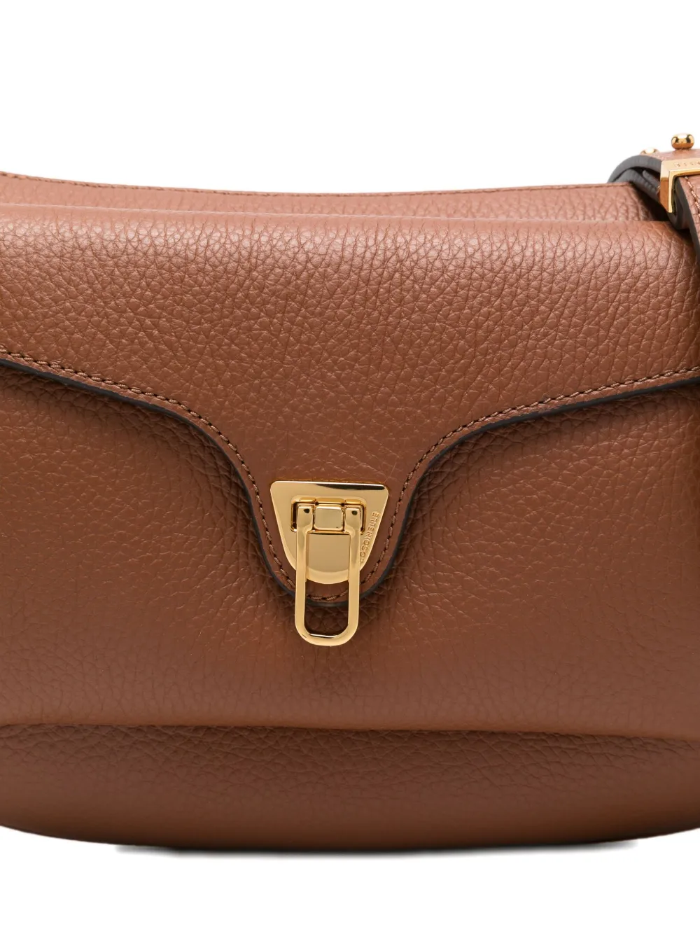 Coccinelle Structured Calfskin Shoulder Bag In Brown
