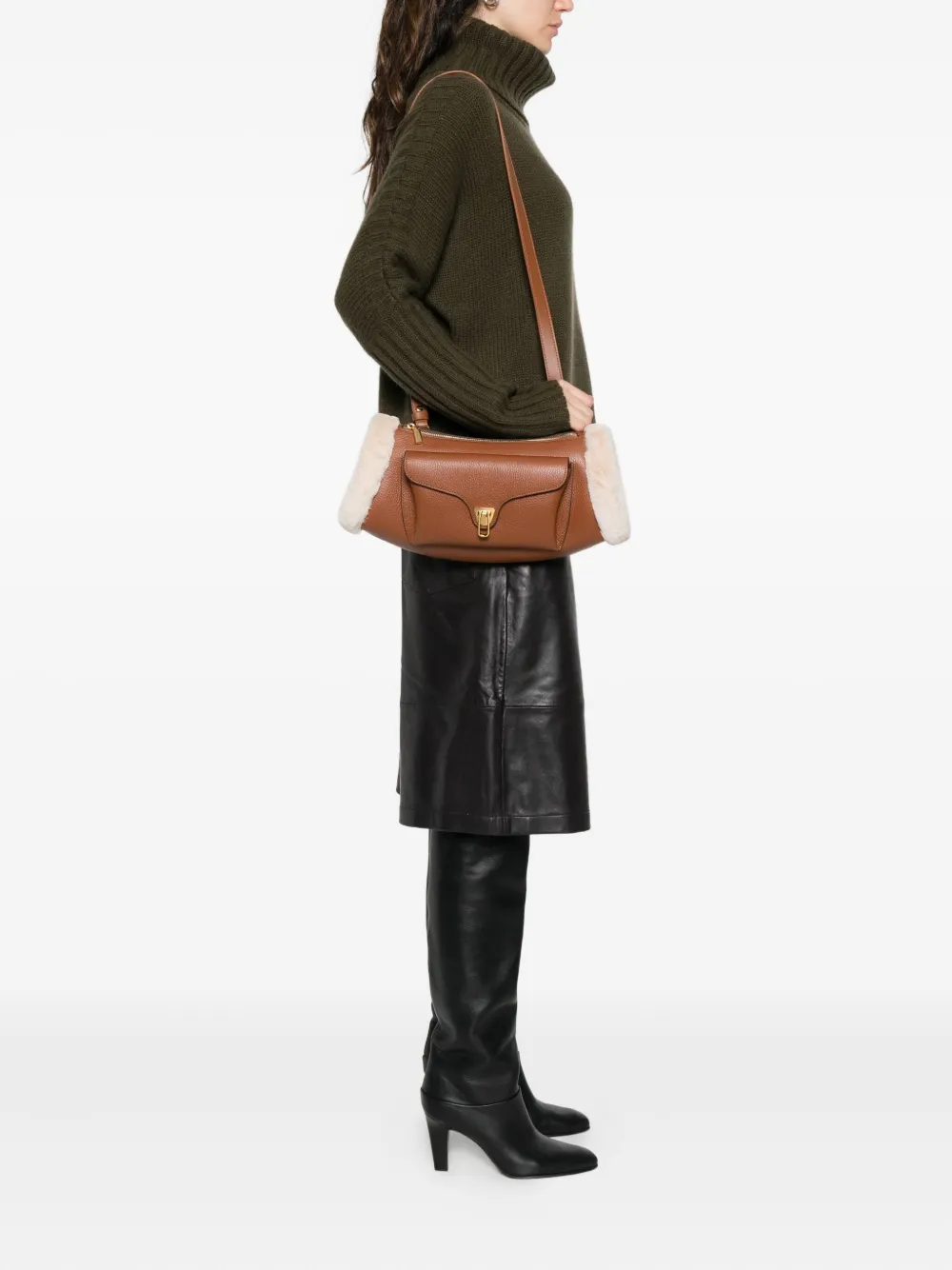 Coccinelle leather shoulder bag - Bruin