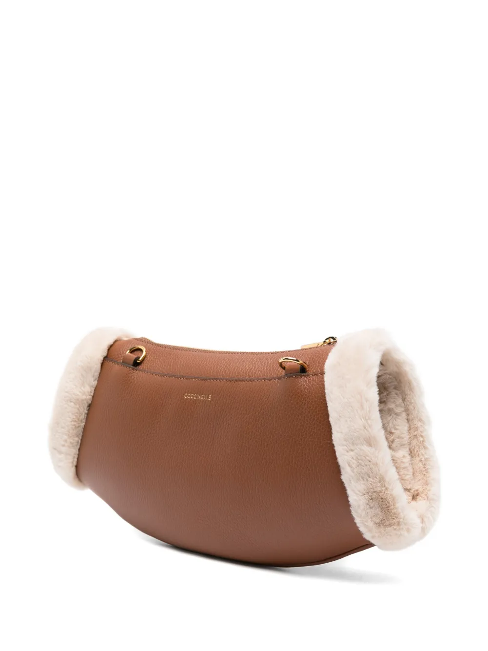Coccinelle Structured Calfskin Shoulder Bag In Brown