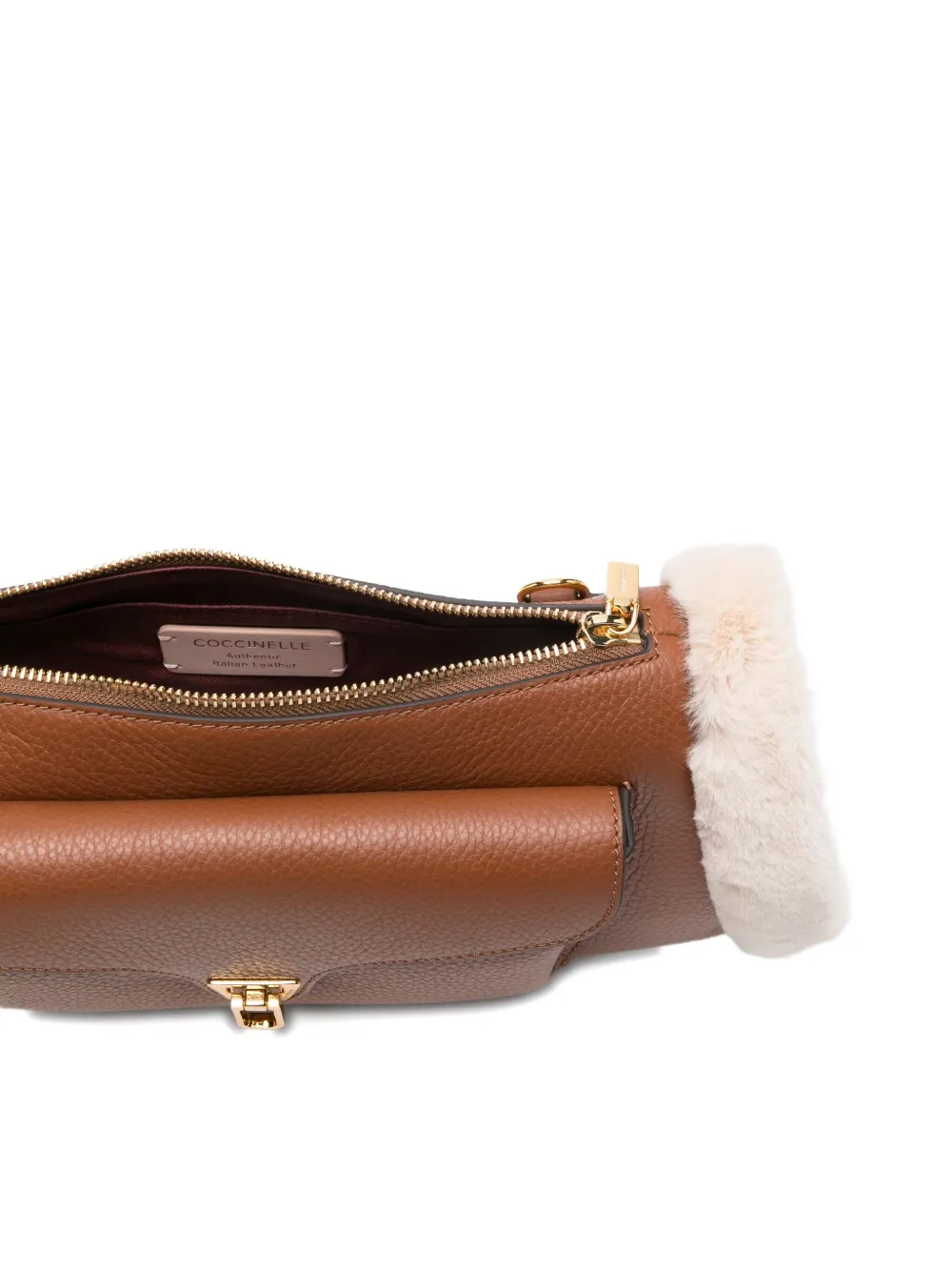 Coccinelle Structured Calfskin Shoulder Bag In Brown