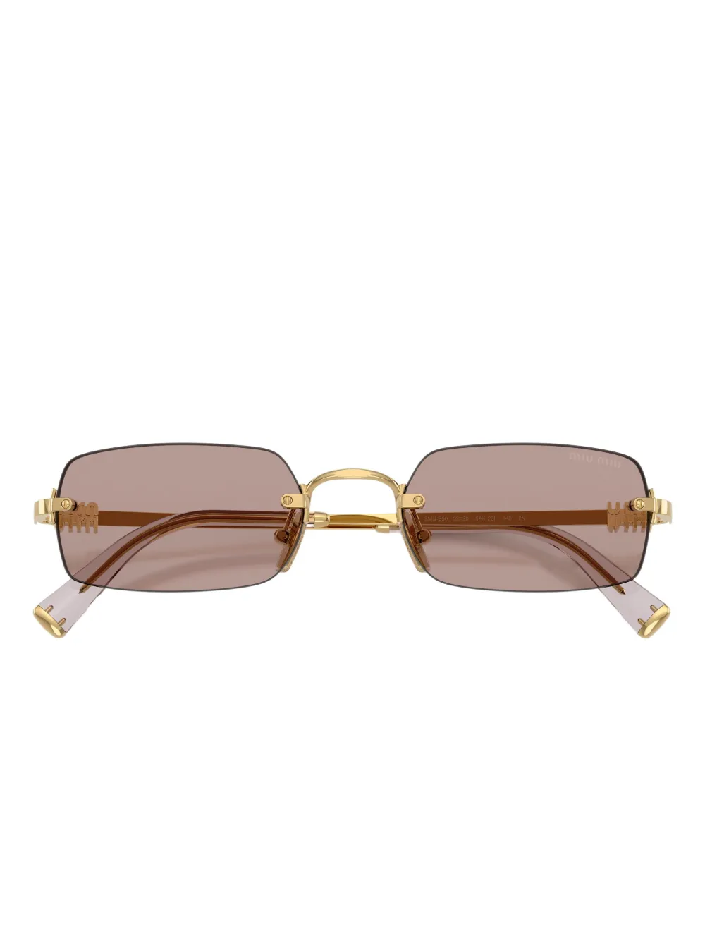 Miu Eyewear Zonnebril met rechthoekig montuur Goud
