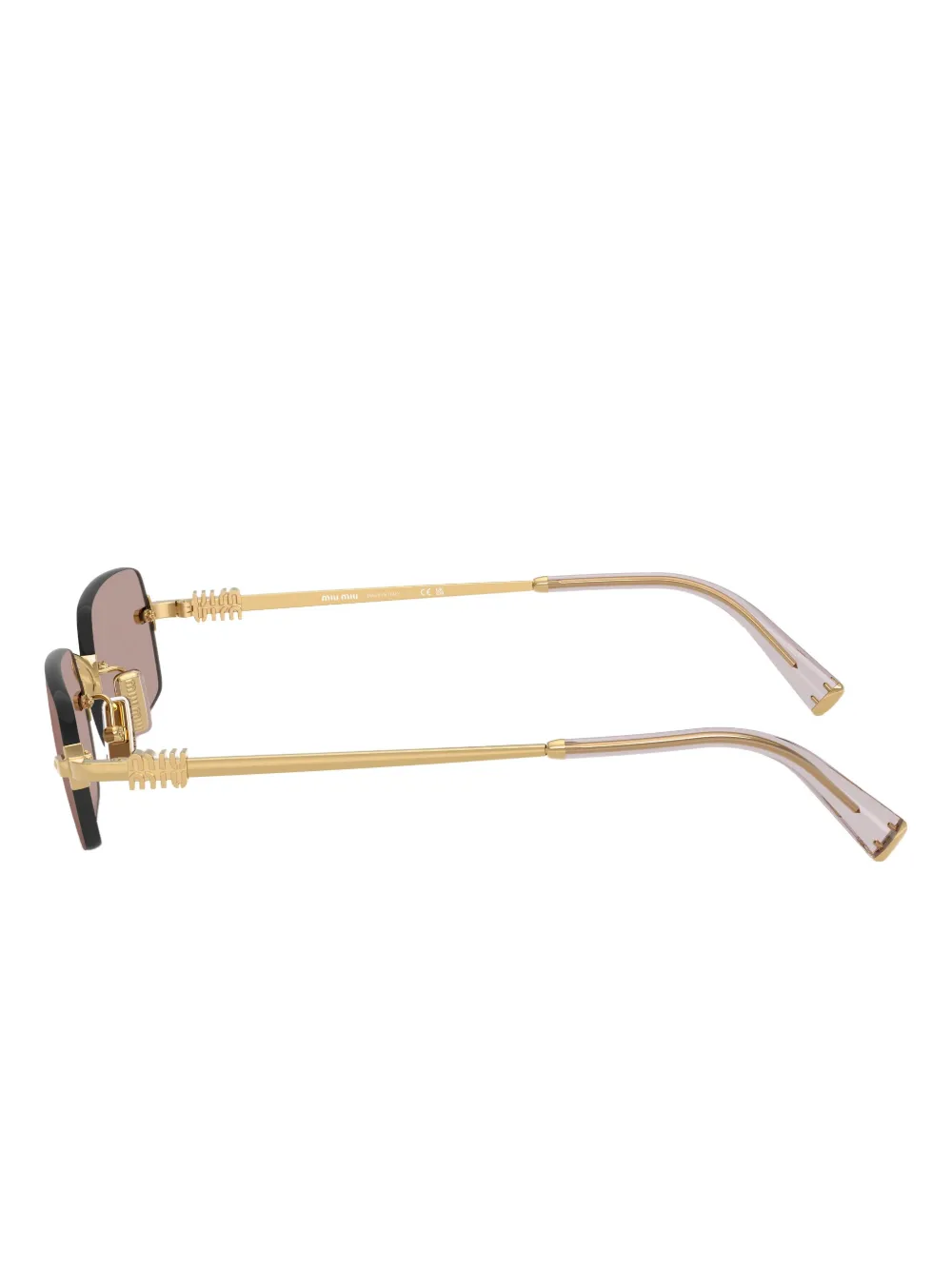 Miu Eyewear Zonnebril met rechthoekig montuur Goud